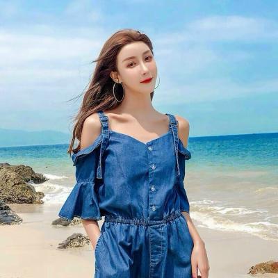 JUMSUIT DENIM ĐÙI TRỄ VAI TAY LOE - ND502